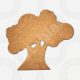 A Freestanding Tree Wood Craft Blank made from 18mm moisture-resistant MDF, shown alongside a decorated version featuring decoupage, a ribbon, and small wooden name hearts.