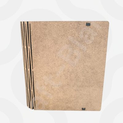 Laser cut MDF book box craft blank with hinged lid and heart cutout for DIY painting.