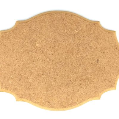 An elegant, scalloped Vintage Oval Plaque cut from premium MDF, shown as a blank 17cm x 12cm base ready for painting and customisation.