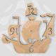 A sailing ship silhouette 6mm thick MDF Nautical Ship Clock Blank with integrated numerals in the sails and a central hole for a clock mechanism.