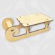 A 3D unassembled Christmas Sledge / Sled Kit made of 4mm thick MDF, featuring curled runners and a flat top piece for decoupage.