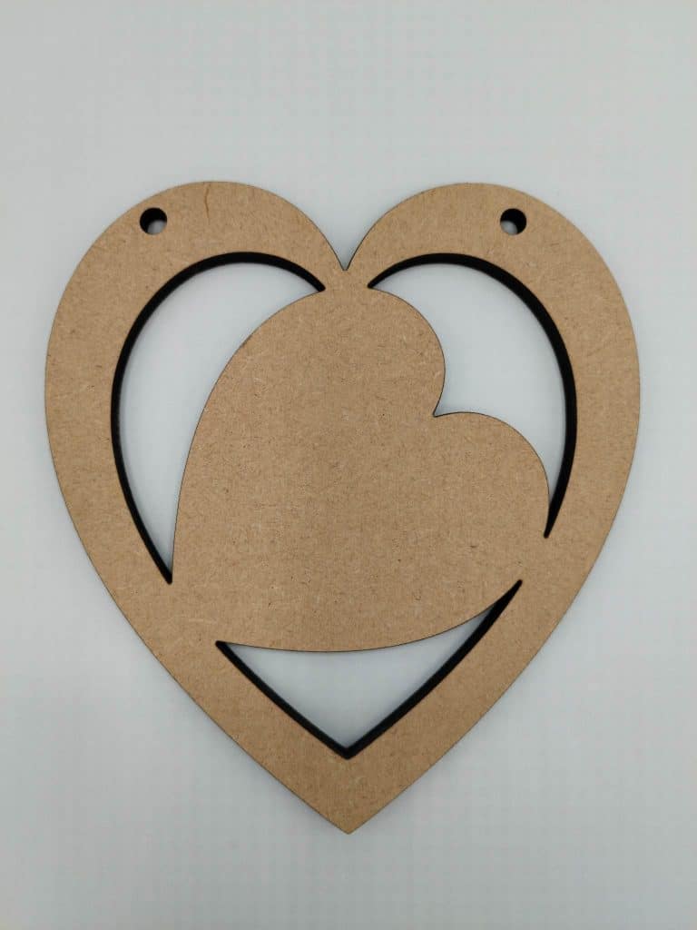 Heart with mini heart offset Decoupage Craft Blanks