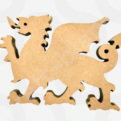 Chunky 18mm thick freestanding MDF Welsh Dragon craft blank for DIY painting and patriotic home decor.