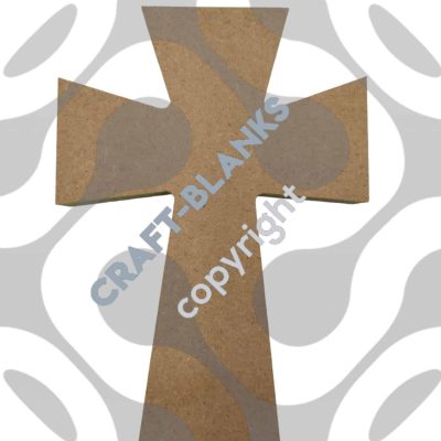Chunky 18mm freestanding MDF cross shape craft blank in 17.5cm height for DIY painting and religious decor.