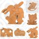 Collection of six different 18mm thick freestanding MDF jigsaw animal families including elephants, rabbits, bears, and cats for DIY painting.