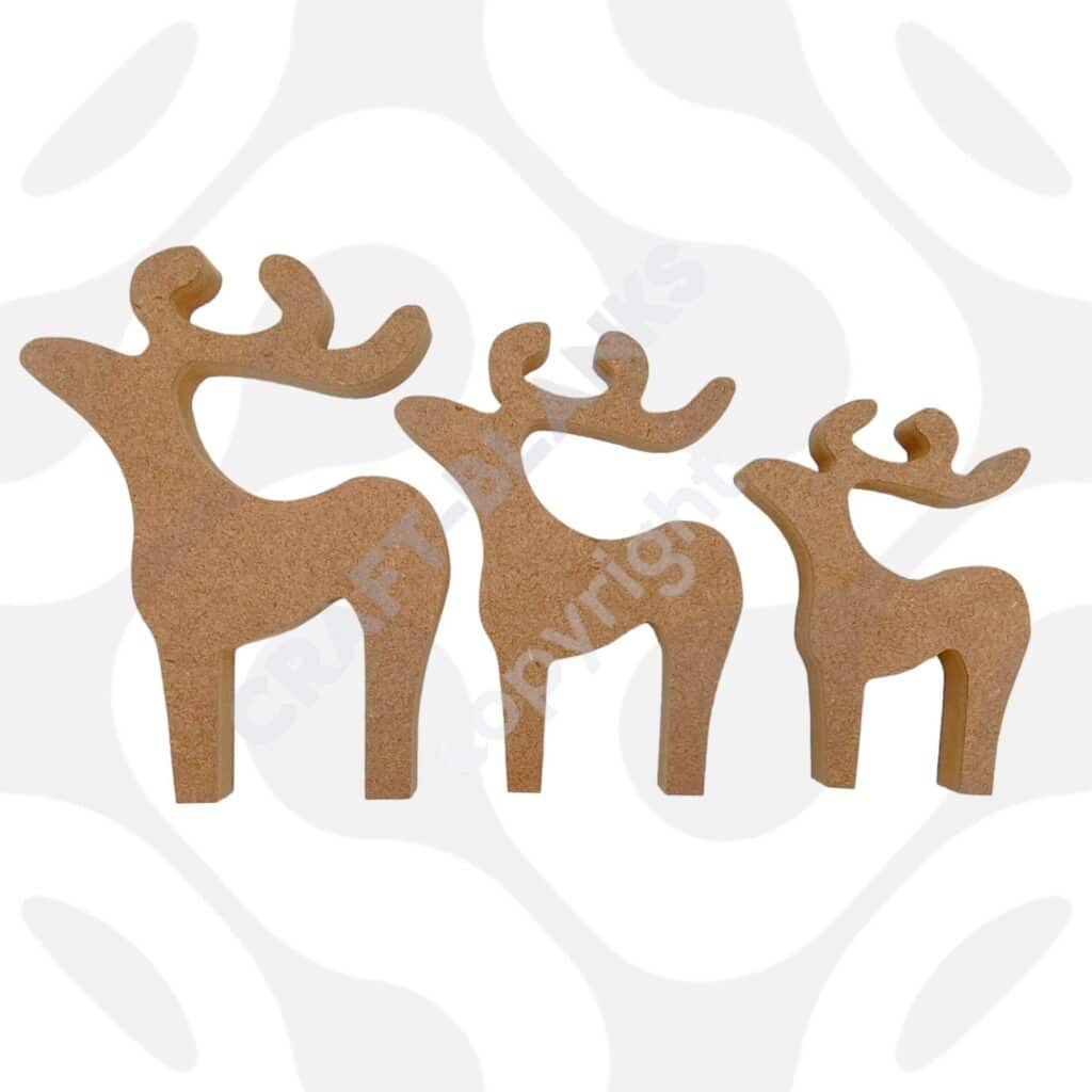 Freestanding Reindeer Shaped MDF Wooden Craft Blank – 18mm, Christmas Decor, Made In UK