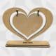 Detailed layered 3D MDF freestanding heart frame craft blank with hanging central heart for DIY painting and weddings.