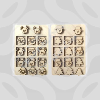 Detailed layered 3D MDF Christmas board game craft kit with Santa and reindeer pieces for DIY painting.