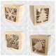 Detailed laser-cut 10cm MDF Christmas square tealight holder craft blanks in two designs for DIY holiday painting.