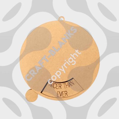 Detailed laser-cut 12.5cm MDF Naughty or Nice meter craft blank with rotating status reel for DIY holiday painting.