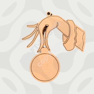 Detailed laser-cut 4mm MDF Grinchmas hanging bauble craft blank featuring a hand holding an ornament for DIY painting.