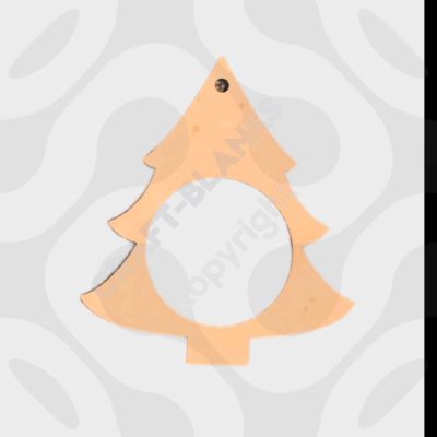 Detailed laser-cut 4mm MDF Christmas tree hanging bauble craft blank designed to hold a chocolate orange for DIY painting.