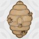 Detailed layered 3D MDF beehive hanging plaque craft blank with separate bee embellishments for DIY painting.