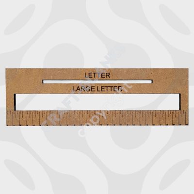 Detailed laser-cut 6mm MDF Royal Mail size checker craft blank with letter and large letter slots for DIY painting.