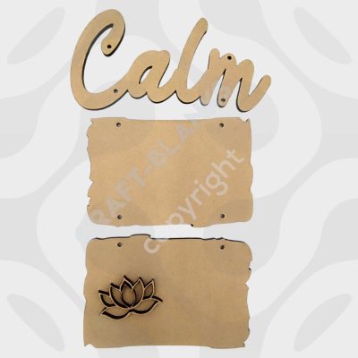 Detailed layered 3D MDF Calm plaque set craft blank with lotus flower add-ons for DIY painting and decoupage.