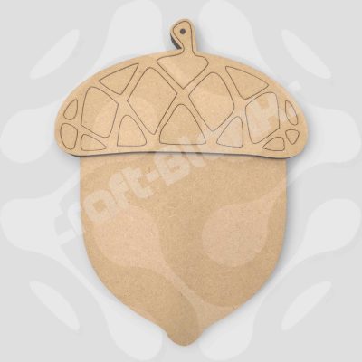 Detailed layered 3D MDF large acorn bauble craft blank in 22cm size for DIY autumn and Christmas painting.