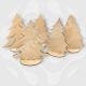 Five variations of freestanding MDF Christmas tree craft blanks in 20cm 3D wood for DIY holiday painting.