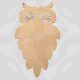 Detailed laser-cut MDF owl hanging plaque craft blank with ornate floral eyes for DIY painting.