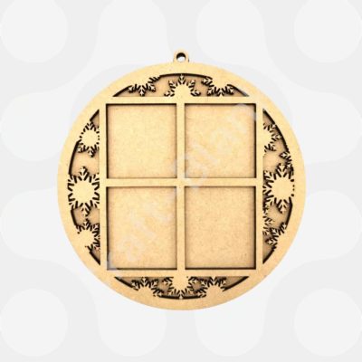 Detailed layered MDF snowflake window bauble craft blank in 15cm 3D wood for DIY holiday painting.