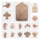 Various designs of MDF earring shape blanks including Highland cows, gnomes, and seahorses for DIY jewelry.