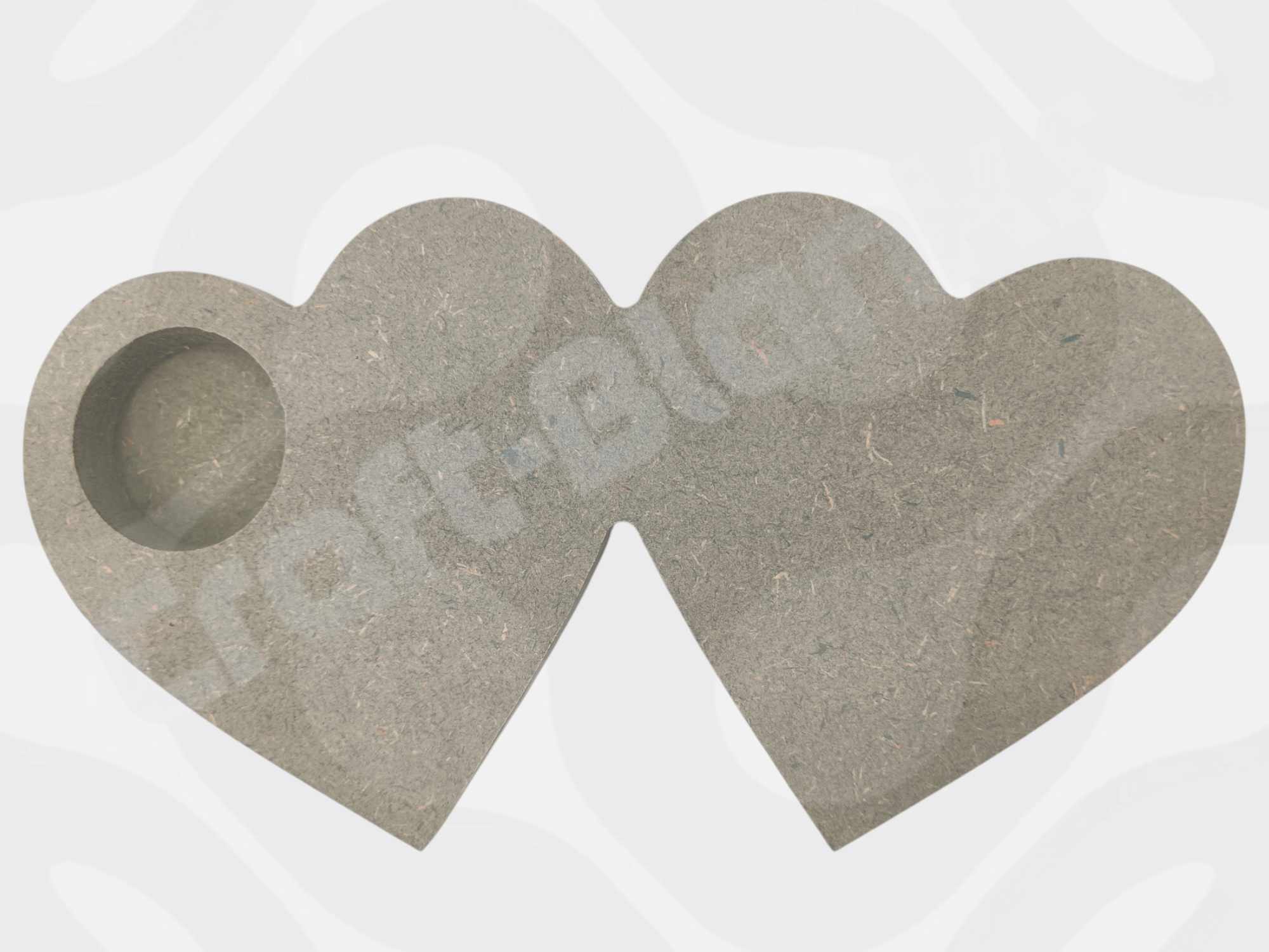Handmade double heart tealight holder craft blank in 18mm moisture resistant MDF for DIY painting