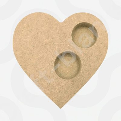 Handmade chunky 18mm MDF heart tealight holder craft blanks in multiple sizes for DIY painting and weddings.