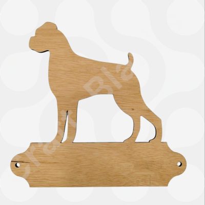 Detailed laser-cut MDF personalised dog breed plaque craft blank featuring a Boxer silhouette for DIY painting