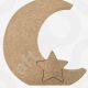 Chunky 18mm freestanding MDF moon and removable star shape craft blank in 20cm size for DIY painting and nursery decor.