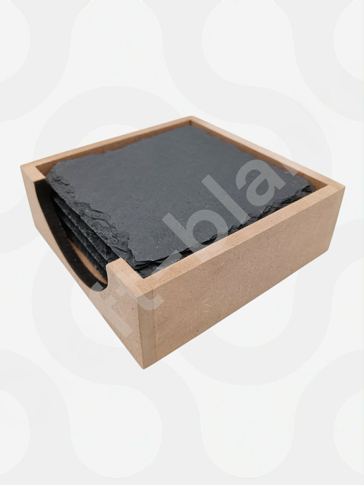 Handmade 6mm MDF coaster presentation box craft blank with open front for DIY painting and decoupage.