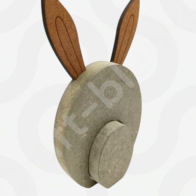 Detailed layered 3D MDF rabbit egg holder craft blank with removable center for DIY Easter painting.