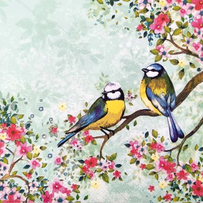 Bluetits floral 33cm 1212