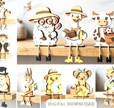 cute spring animal shelf sitter craft blanks