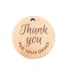 A circular 6mm thick MDF hanging gift tag measuring 6.5cm, deeply engraved with the text "Thank you FOR YOUR ORDER" and featuring a small hanging hole at the top.
