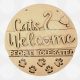 A Cats Welcome Hanging Layered Plaque made from 4mm MDF, featuring the text "Cats Welcome People Tolerated" and a separate peeking cat shape for a 3D effect.