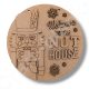 The Welcome to the Nut House Door Sign craft blank showing a finished 20cm circular MDF plaque with a painted 3D Nutcracker and festive red background.