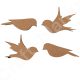 Set of 4 laser-cut Bird Embellishments MDF craft shapes measuring 7.5cm wide in flying and perched poses.