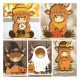 Painted Layered Highland Cow Shelf Sitter MDF craft kits in various autumn themes including witch outfits, fall foliage, and sunflowers.