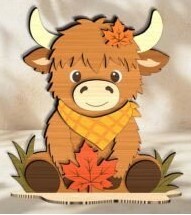 Painted Layered Highland Cow Shelf Sitter MDF craft kits in various autumn themes including witch outfits, fall foliage, and sunflowers.