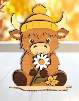 Painted Layered Highland Cow Shelf Sitter MDF craft kits in various autumn themes including witch outfits, fall foliage, and sunflowers.