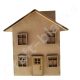 Front view of a 4mm MDF House Shaped Tissue Box Cover showing the chimney tissue dispenser and 3D door and window overlays.